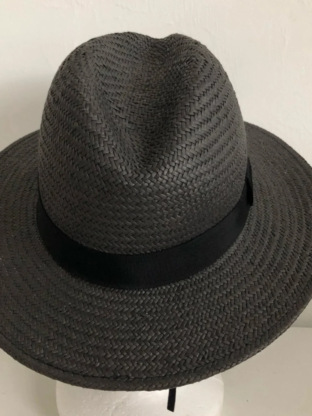 Banana Republic Charcoal Gray Straw Fedora Panama Sun Hat
